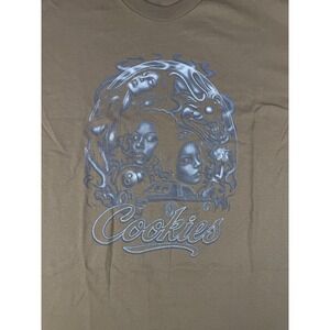 Cookies SF Mens 2XL Graphic T-Shirt Tan Khaki Streetwear 8-Ball Car Smoke Tee